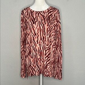Belle Pink Print Long Sleeve TShirt Size Medium